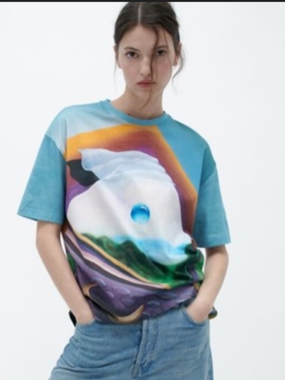ZARA Larissa de Jesus Womens Size Small Abstract Art Short Sleeve